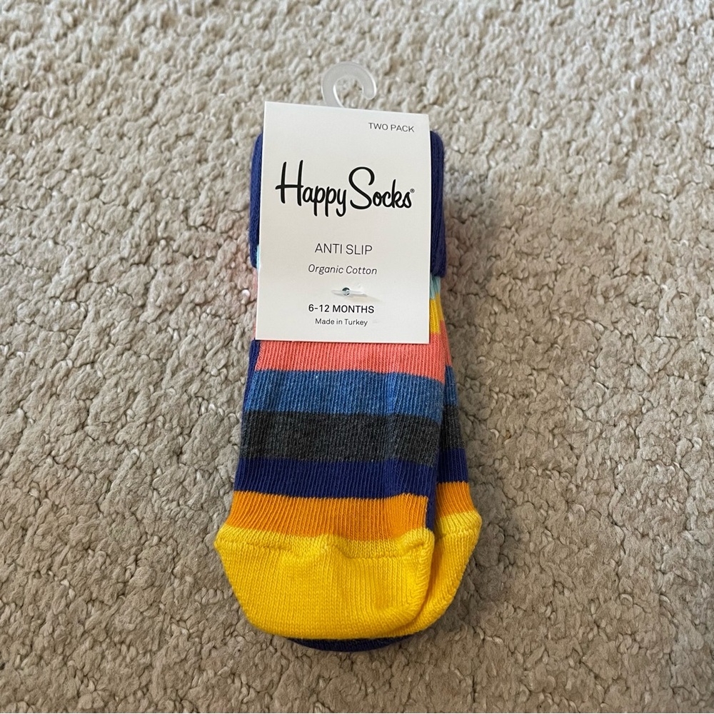 Organic Cotton Infant Boy Happy Socks NWT Size 6-12 Months